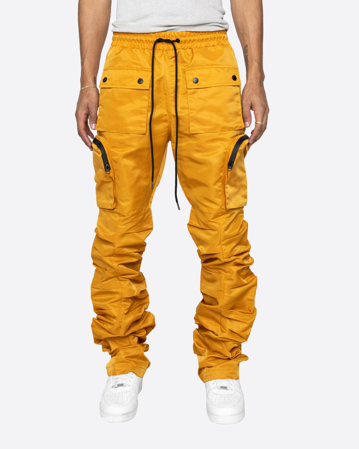 STACKED MUSTARD PANTS